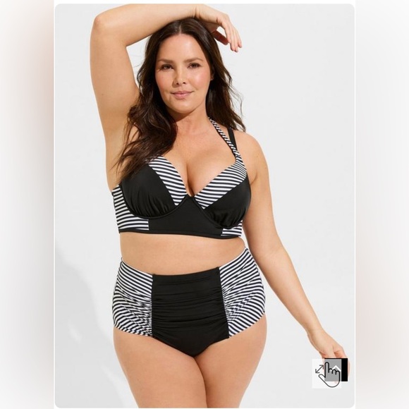 torrid Other - Black and white striped bikini set